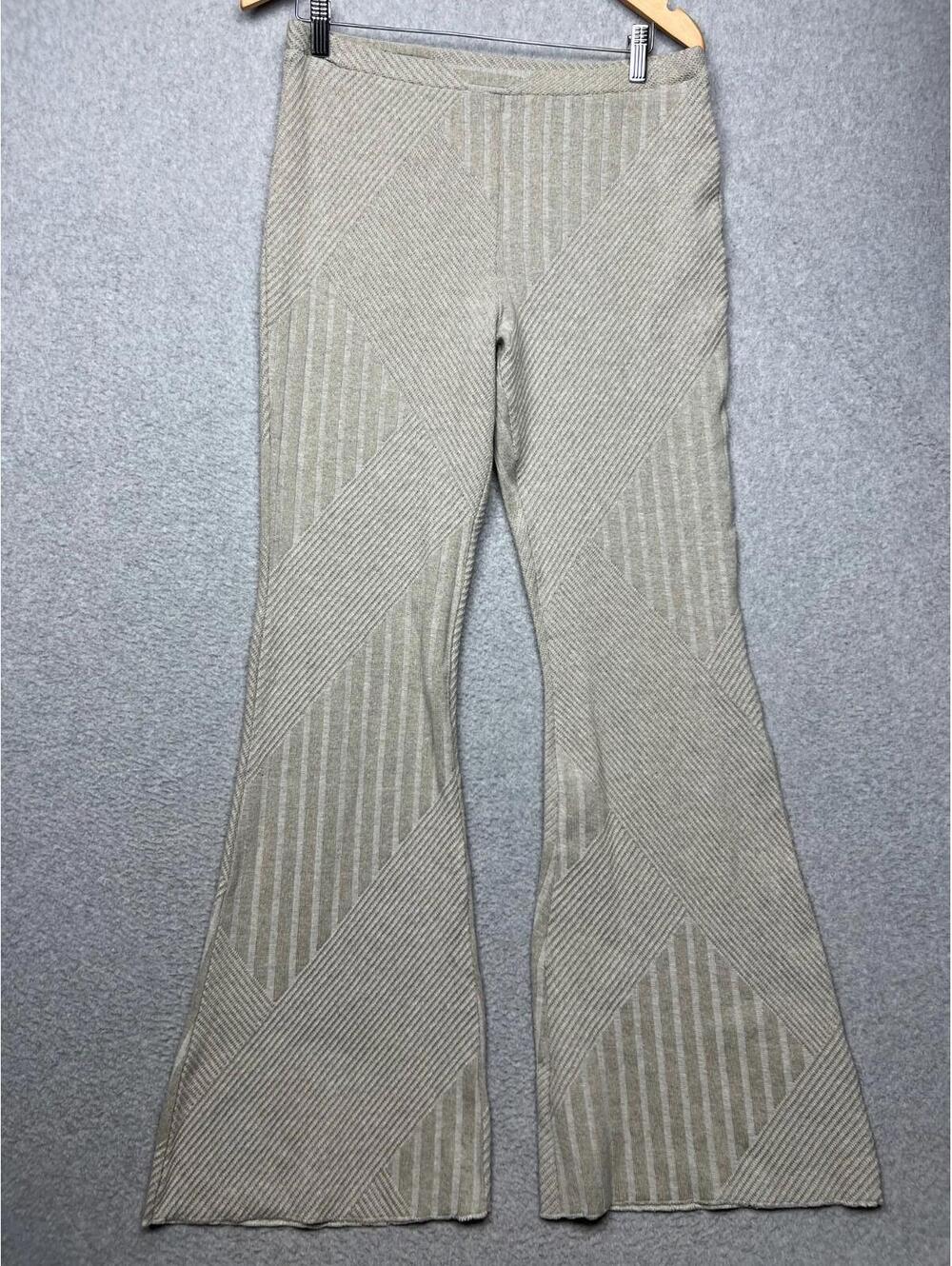 Zara Flare Leg Pull On Knitted Pants Size L Boho Beach Simple Causal Comfort
